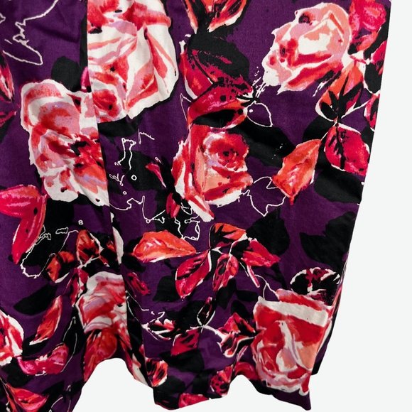 Apt 9 Stretch Women's Purple Coral Pink Floral Sleeveless Box Pleated Dress 14 - Picture 14 of 16